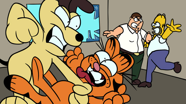 Garfield fighting Odie